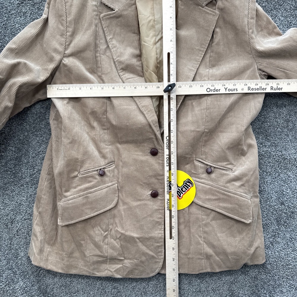 VTG Nos Womens L Corduroy Jacket Coat Blazer Good N Plenty Tan Suit Wood Button - Picture 6 of 11